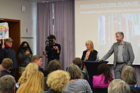 Boris Palmer und Susanne Schröter bei der Migrationskonferenz im Frankfurter Forschungszentrum Globaler Islam.