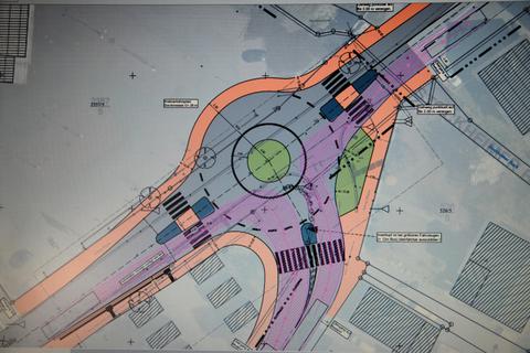 So sieht die geplante große Kreisellösung im Bereich Bahnhofstraße/Westerfelder Weg aus.  Foto: Hammerschmied 
