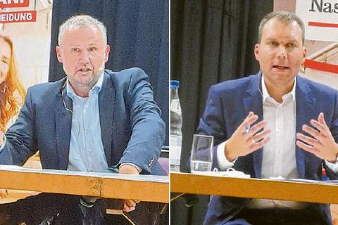 Jens-Peter Vogel möchte Bürgermeister von Bad Camberg bleiben. Daniel Rühl strebt hingegen einen Machtwechsel an.