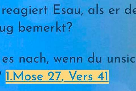 Bei dieser Station der digitalen Schnitzeljagd geht es um die biblischen Figuren Jakob und Esau.  Screenshot: Ursula Bornemann 