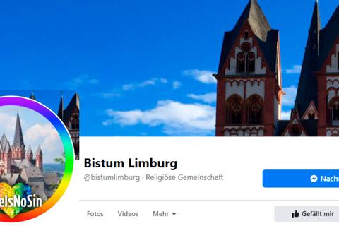 Regenbogenfarben um den Dom: Das Bistum Limburg hat sein Profilbild auf Facebook geändert.  Foto: Mika Beuster 