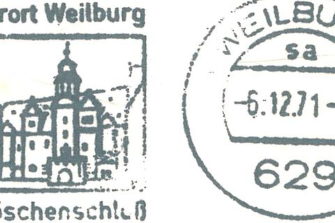 Die Stadt Weilburg wirbt mit dem Märchen-Motiv im Dezember 1971 auf Briefen für sich. Foto: Ulrich Finger 