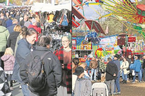 Tausende strömten am Sonntag durch die Gassen der Herborner Händler links). Gut besucht war auch der Festplatz im Walkmühlenweg mit seinen zahlreichen Fahrgeschäften.