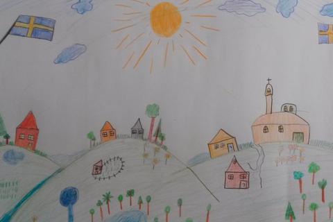 Kinder malen bunte Bilder für Kinder in der Ukraine, die zuhause bleiben müssen.  Repro: Klaus Moos 