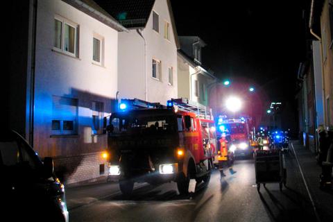 Die Hörnsheimer Hauptstraße war während des Einsatzes gesperrt. Foto: Feuerwehr Hüttenberg 