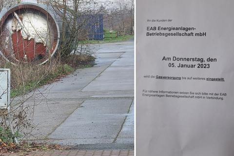 Wetzlarer EAB-Kunden müssen schon länger frieren. Die Nahwärmenetze in Wetzlar (Foto li.) stammen aus Bundeswehrzeiten und gelten als veraltet. Mittels Flugblatt (re.) wurden Anwohner und Fernwärme-Kunden der EAB in Alsfeld auf den Gasliefer-Stopp hingewiesen. Bis Dienstag aber bleibt es warm. Und auch für danach ist eine Lösung gefunden.