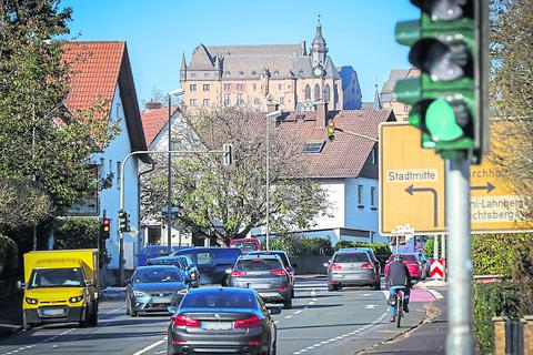 Ein Blick auf die Ampeln in der Cappeler Straße in Marburg.	