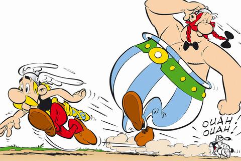 Die Comicfiguren Asterix (li.) und Obelix.  Zeichnung: Les Éditions Albert René