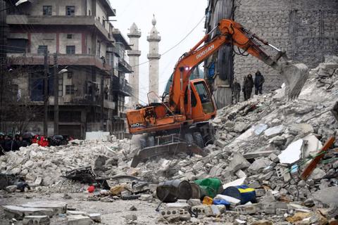 Bild der Verwüstung: Eingestürzte Gebäude in Aleppo in Syrien.