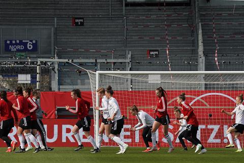 Abschlusstraining der Nationalmannschaft am 9. April 2021 vor dem Länderspiel gegen Australien in der Brita-Arena. Foto: Hasan Bratic/dpa