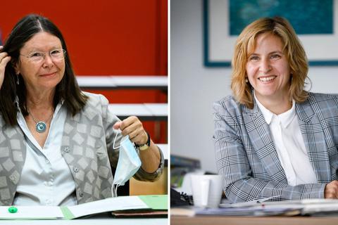 Links: Noch-Umweltministerin Ulrike Höfken, rechts: die Mainzer Dezernentin Katrin Eder. Fotos: dpa, Sascha Kopp