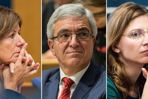 Ministerpräsidentin Malu Dreyer, Innenminister Roger Lewentz und Gesundheitsministerin Sabine Bätzing-Lichtenthäler werden nicht an der Sondersitzung des Landtages teilnehmen.  Fotos: dpa; Montage: vrm