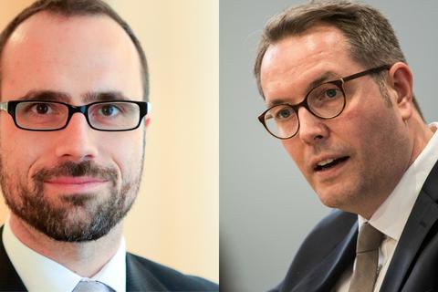 Clemens Hoch (links) wird Minister für Wissenschaft und Gesundheit und Alexander Schweitzer übernimmt in Rheinland-Pfalz das neu geschaffene Ressort für Arbeit, Soziales, Transformation und Digitalisierung. Fotos: Sascha Kopp und dpa