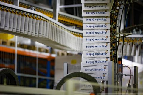 Im Druckzentrum der VRM in Rüsselsheim werden bis zu 230.000 Tageszeitungen pro Nacht gedruckt. Foto: Sascha Kopp
